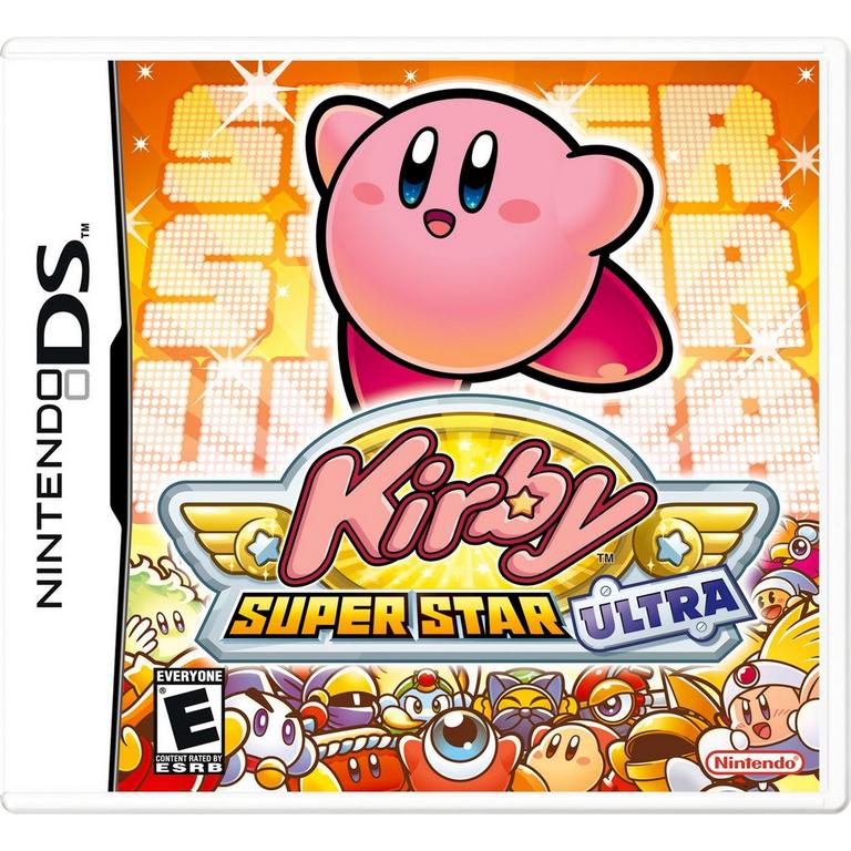 Nintendo DS box art for Kirby Super Star Ultra with Kirby and multiple colorful characters