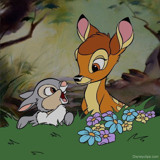Bambi and Thumper with Flowers