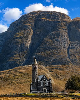Church Below Mountain