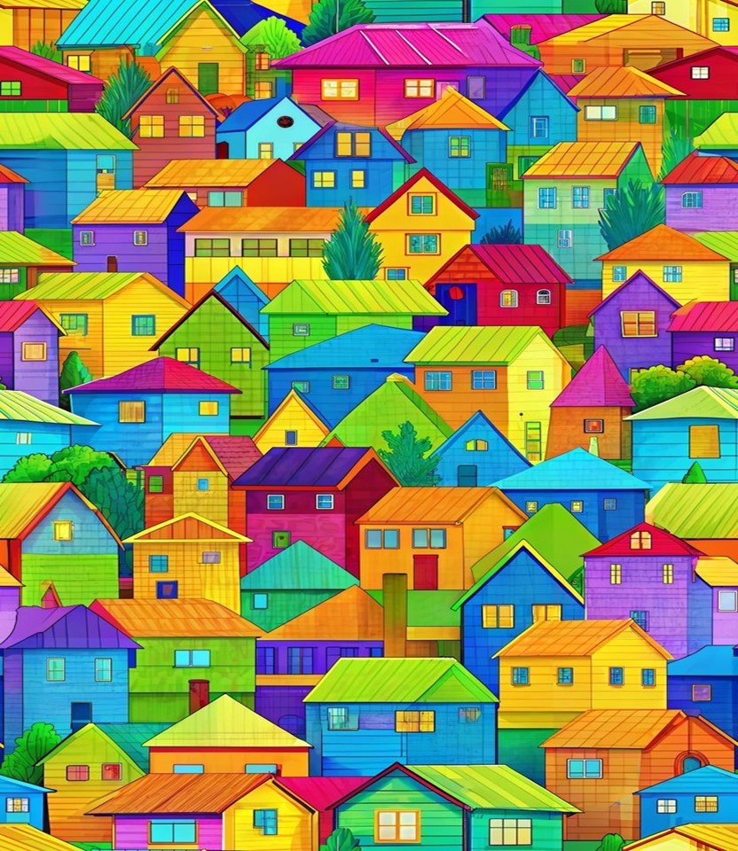 Multicolored Neighborhood Houses