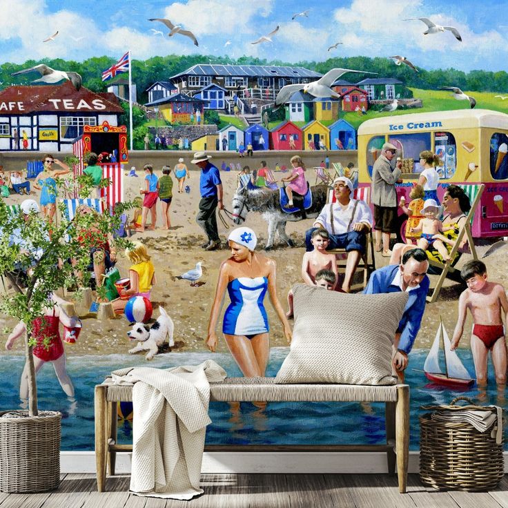 Seaside Beach Scene Mural
