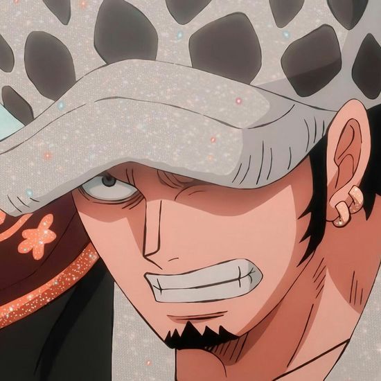 Anime character wearing spotted hat with confident grin and goatee