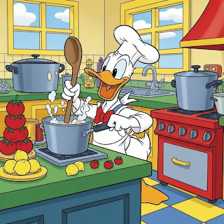 Donald Duck in Kitchen