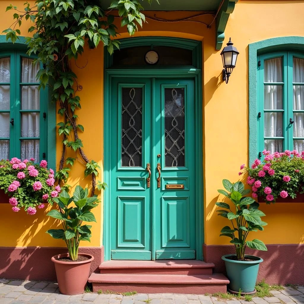 Colorful Door with Flowers