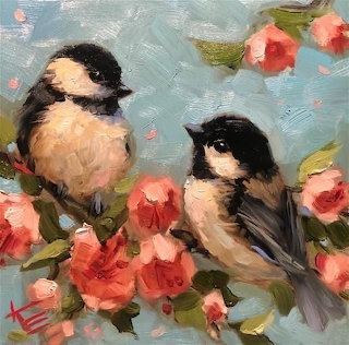 Chickadees and Roses