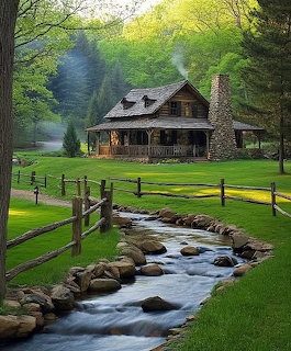 Rustic Cabin by Stream