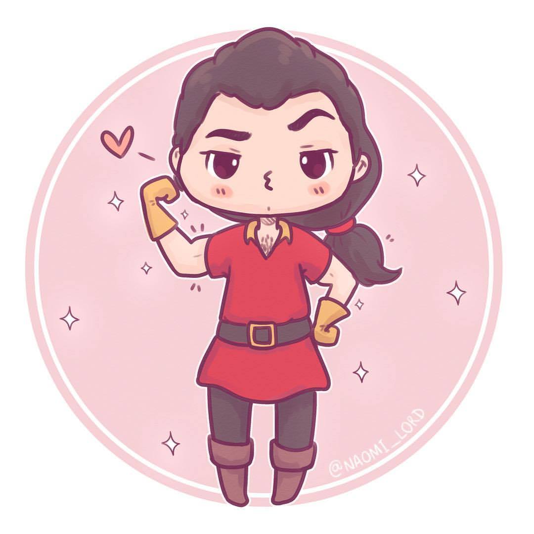 Chibi cartoon character in a red outfit inside a pink circle on a white background