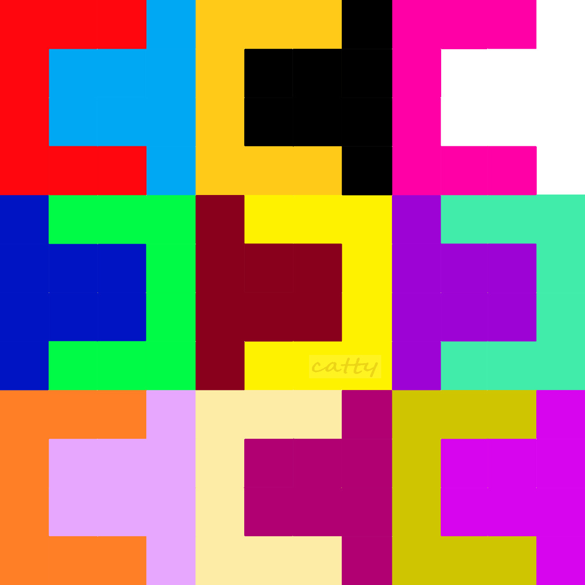 Abstract geometric pattern with colorful interlocking rectangular shapes in a grid layout