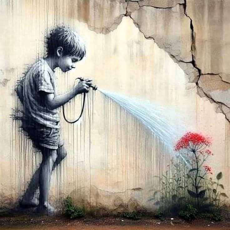 Boy Watering Flower