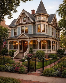 Victorian House at Dusk