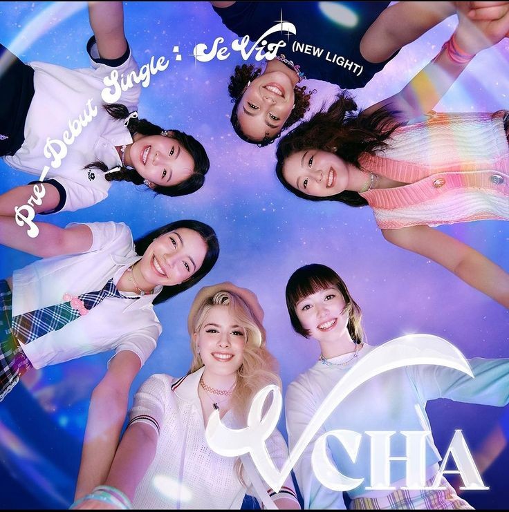 Five smiling young women in a circle pose against a glowing purple background with the VCHA logo.