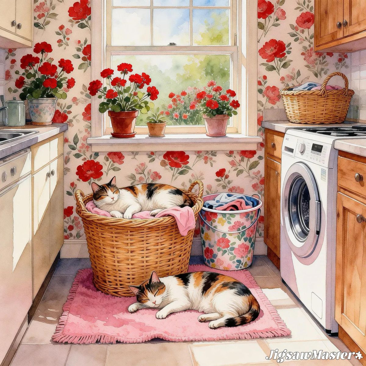 Cozy Kitchen with Cats
