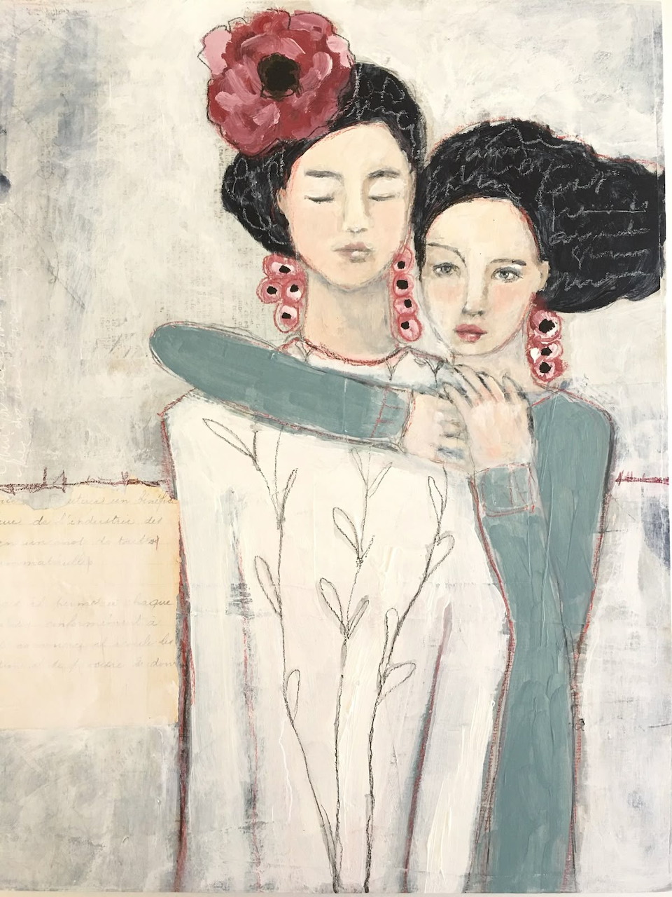 Illustrated couple sharing a warm, tender hug