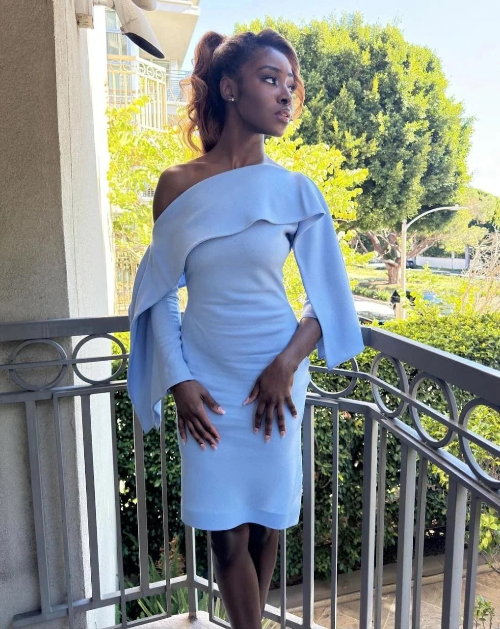 Woman in Blue Dress