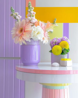 Flowers in Pastel Vases