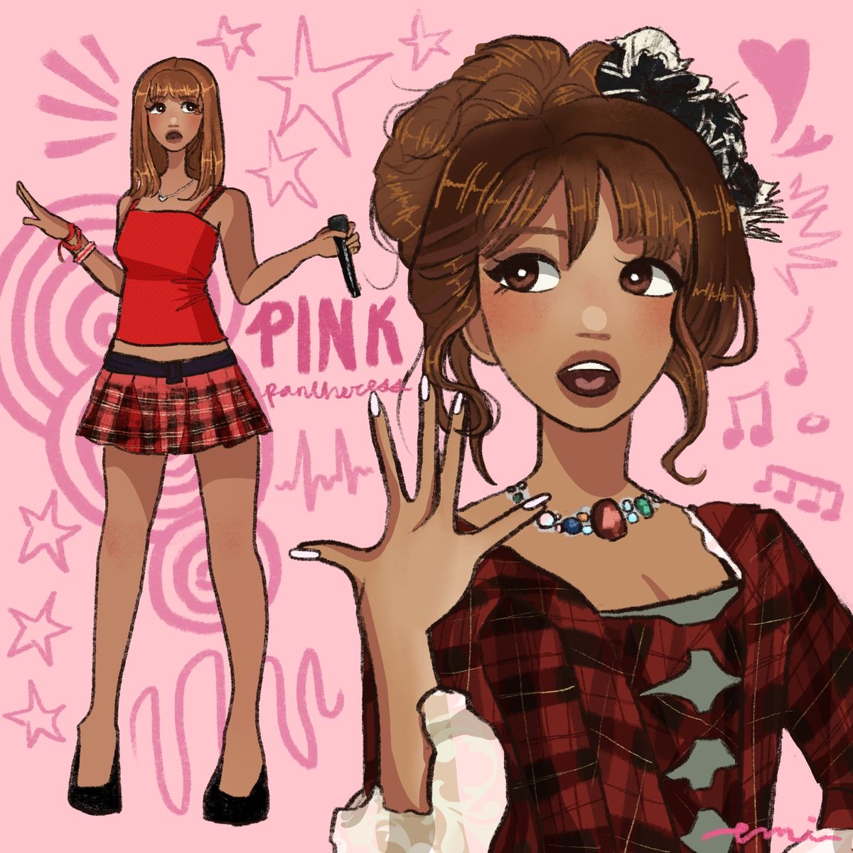 Pink Fashion Girl Illustration