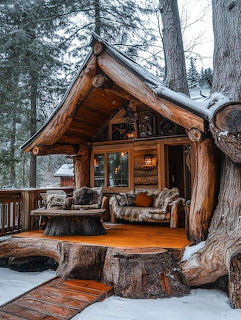 Rustic Log Cabin Winter