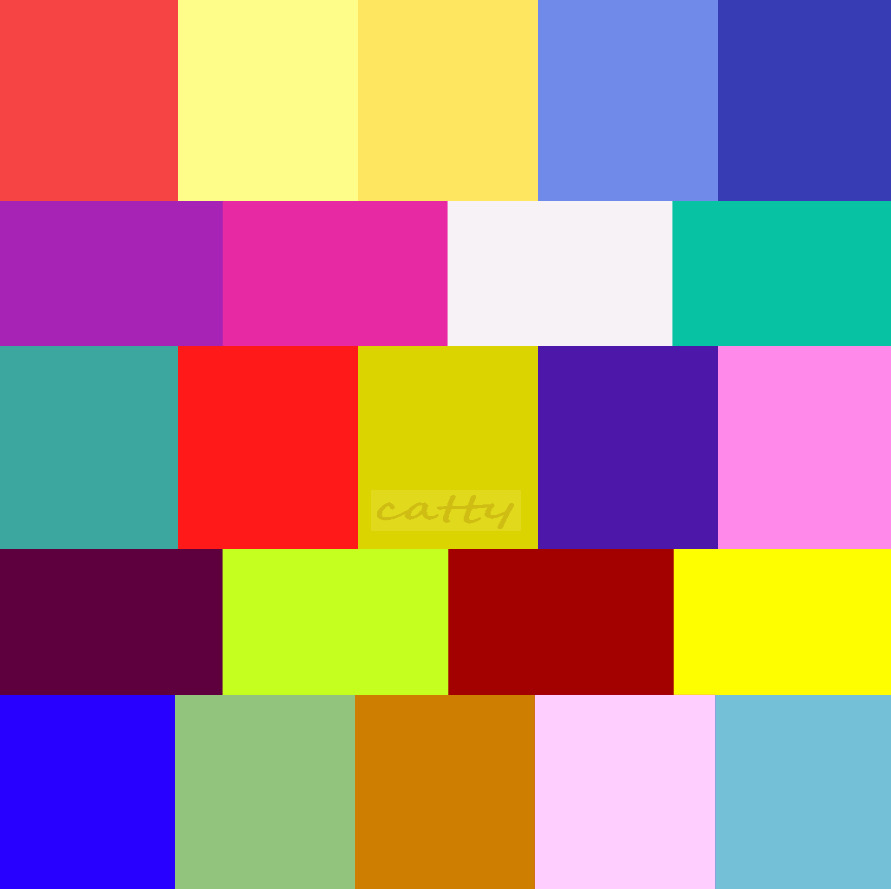 Grid of multicolored squares in bright primary and secondary colors arranged in rows