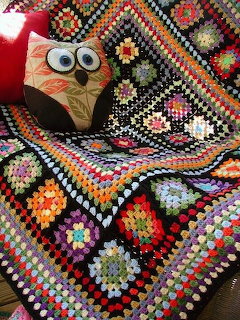 Colorful Granny Square Crochet Blanket