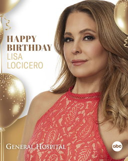 Portrait of a woman in a coral lace dress beside gold balloons and birthday text.