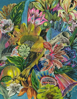 Bird in Tropical Flowers