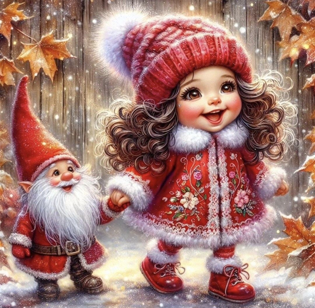 Christmas Gnome and Girl