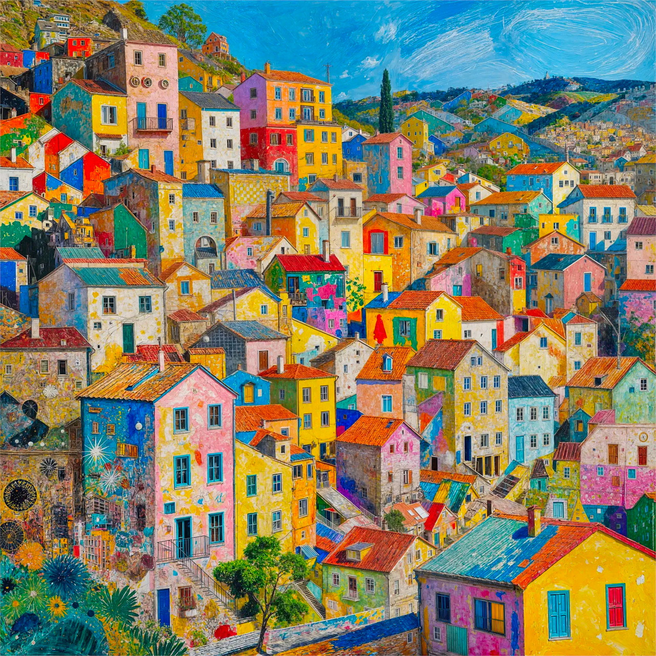 Colorful Hillside Village