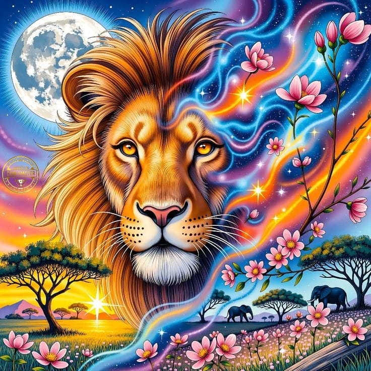 Colorful Lion Portrait