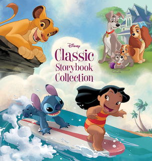 Disney book cover showing animated characters Lilo, Stitch, Simba, Lady and Tramp arranged in a collage with title text