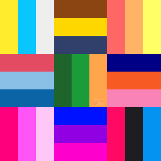 Abstract grid of colorful rectangular blocks in various bright colors including pink, blue, yellow, green, and orange