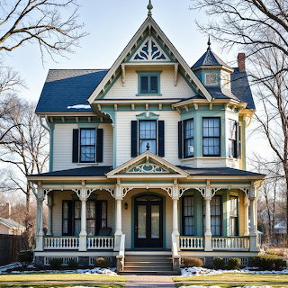 Victorian House with Blue Trim