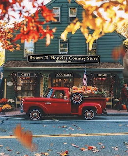 Autumn Country Store Red Truck