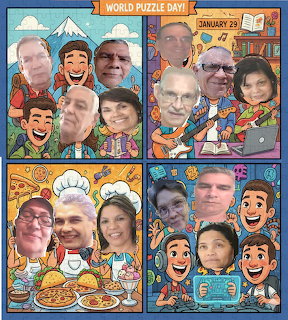 World Puzzle Day Cartoon Collage