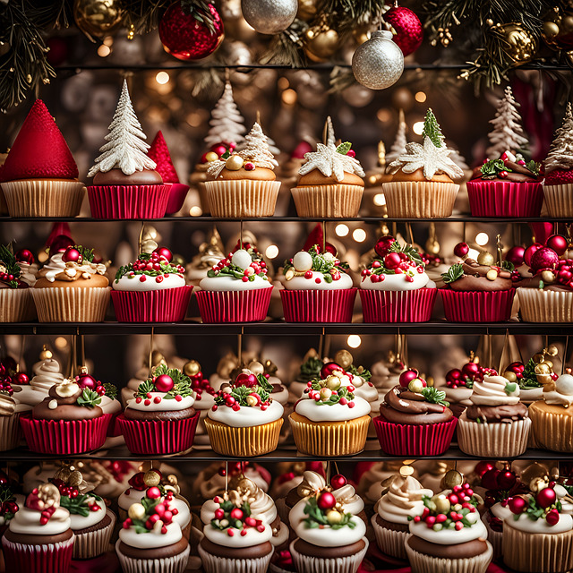 Christmas Cupcakes Display