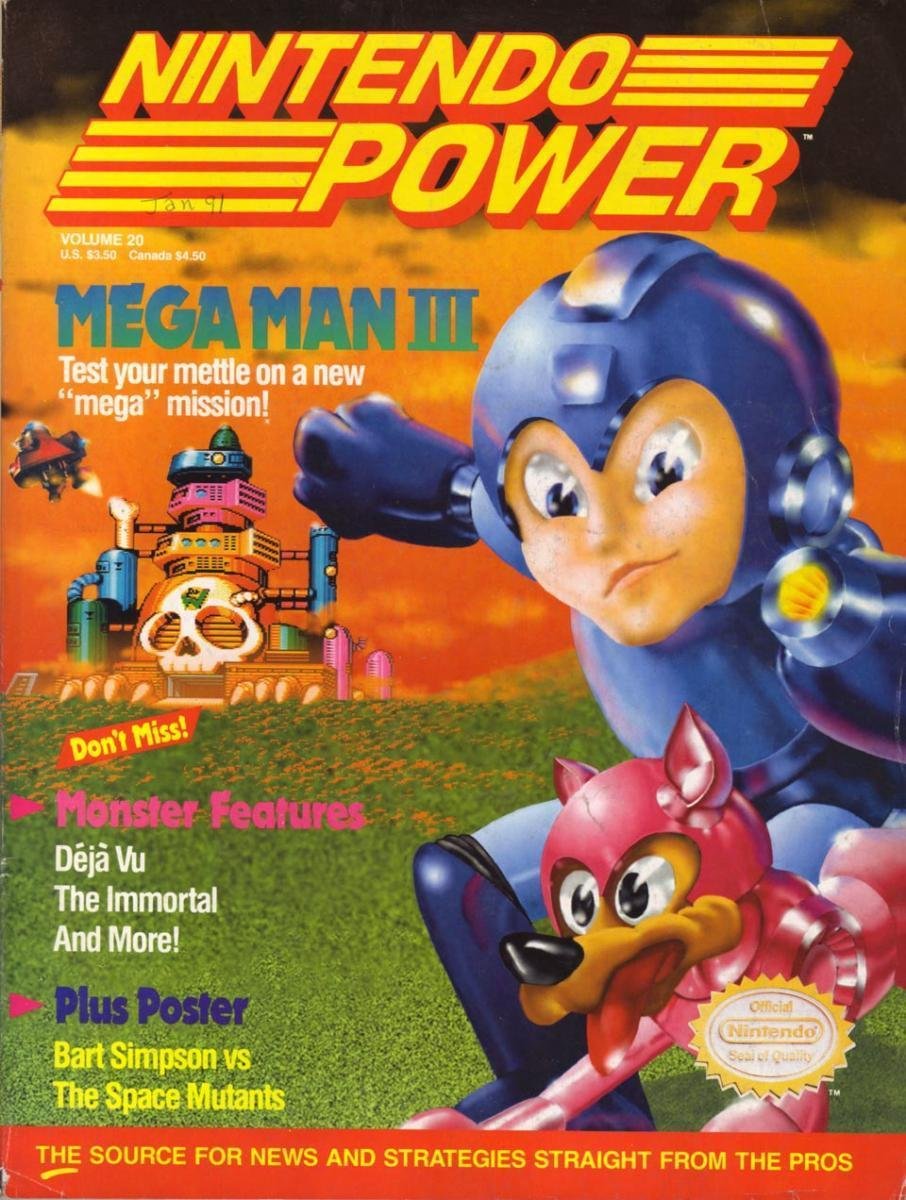 Nintendo Power Issue 20 cover showing Mega Man III character in action pose