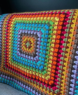 Rainbow Crochet Granny Square Blanket