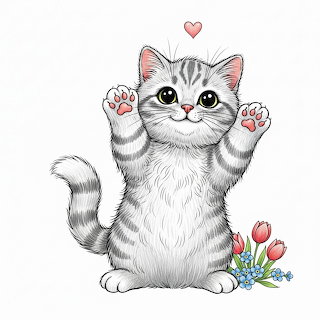 Cute Kitten with Paws Up