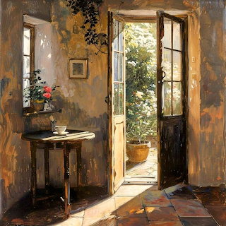 Sunlit Room with Open Door