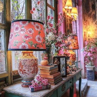 Floral Table Lamps Display