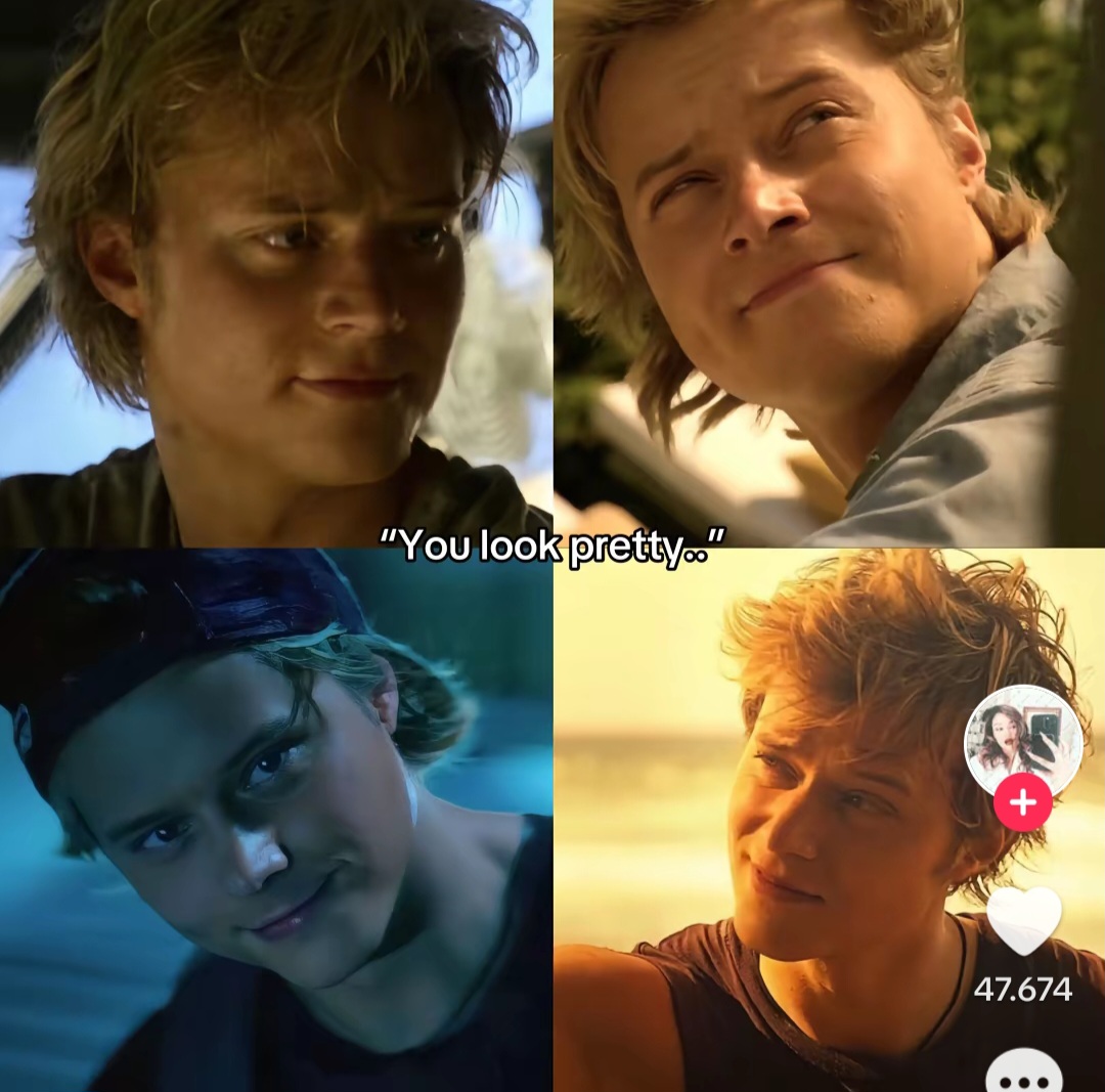 Four-panel photo collage of a young man with different expressions in warm and cool lighting