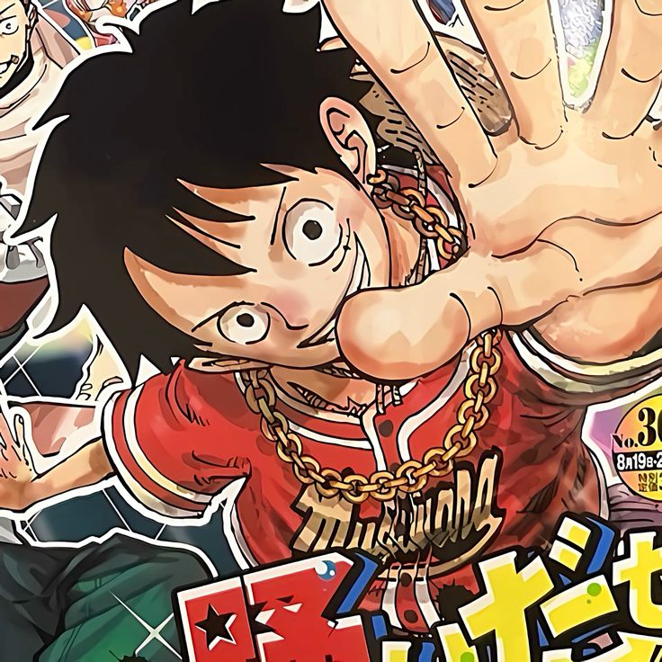 Anime character Luffy from One Piece reaching hand toward viewer with intense expression, black hair and red vest