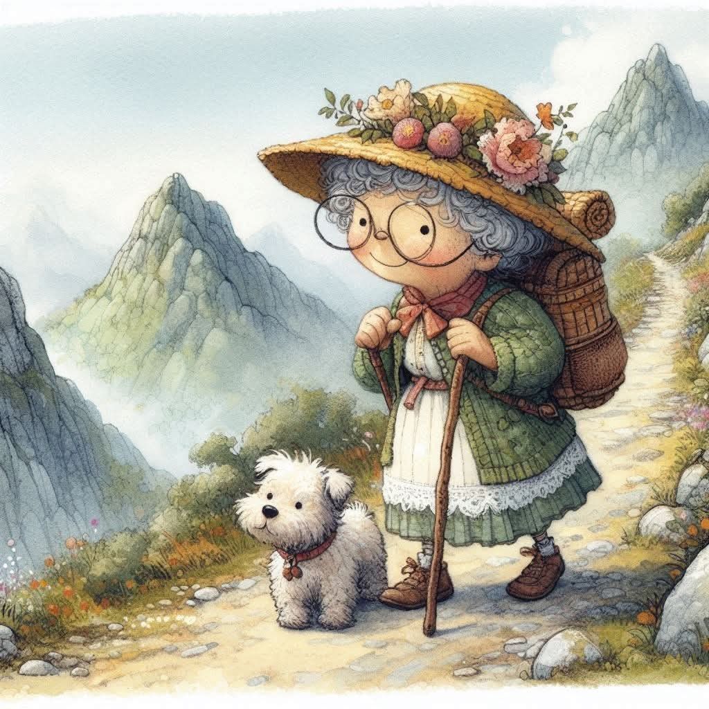 Girl Hiking with Dog