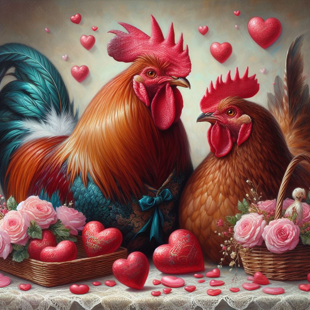 Rooster and Hen Valentine Romance