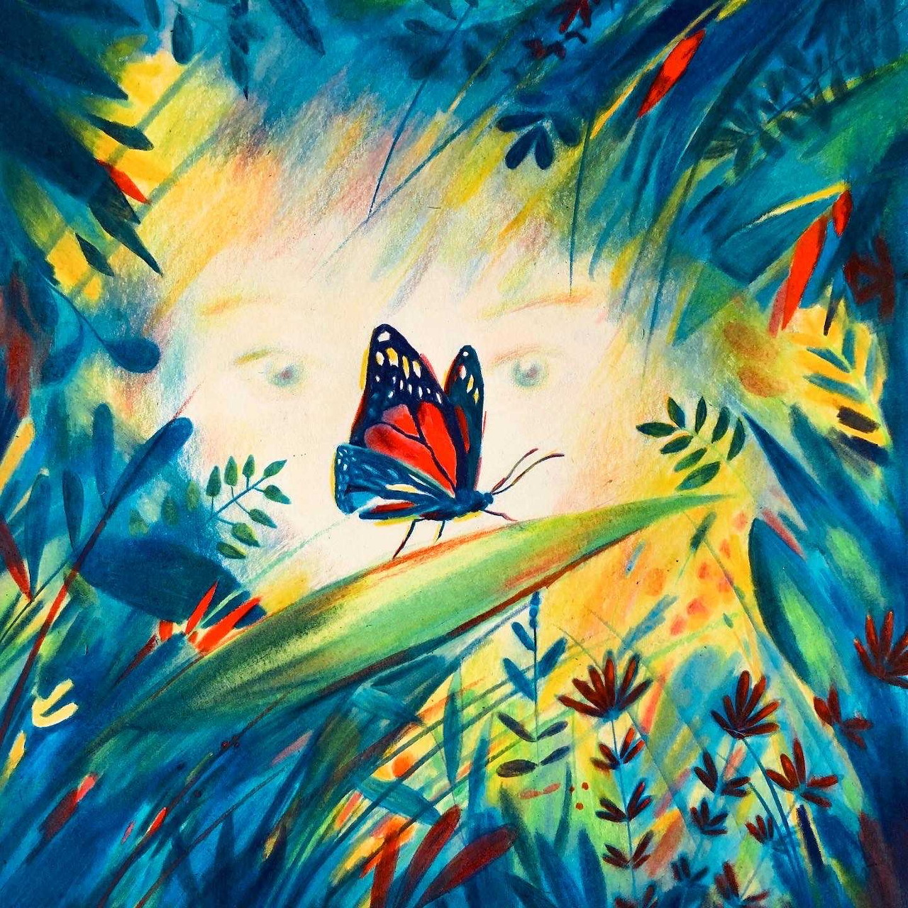Butterfly in Blue Foliage