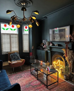 Dark Living Room Fireplace