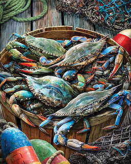 Blue Crabs in Basket