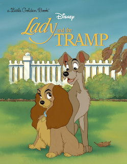 Animated cocker spaniel and gray mutt dog sitting together outdoors by white fence