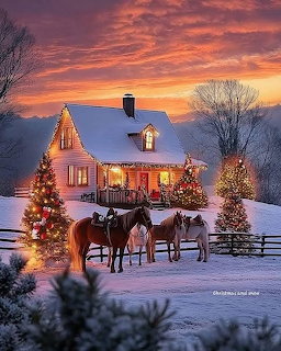 Christmas Ranch at Sunset