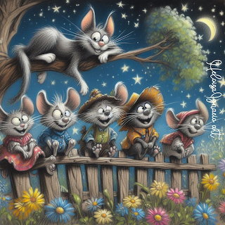 Cartoon Mice Moonlight
