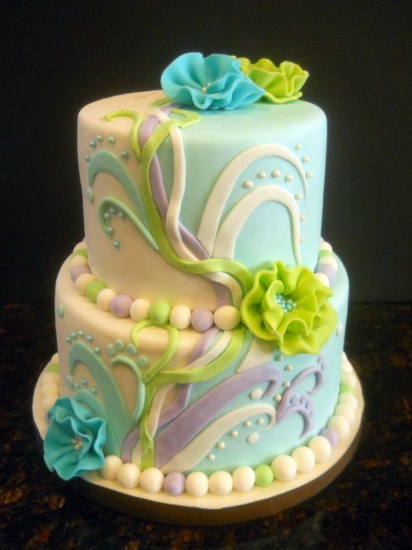Pastel Swirl Decorated Cake